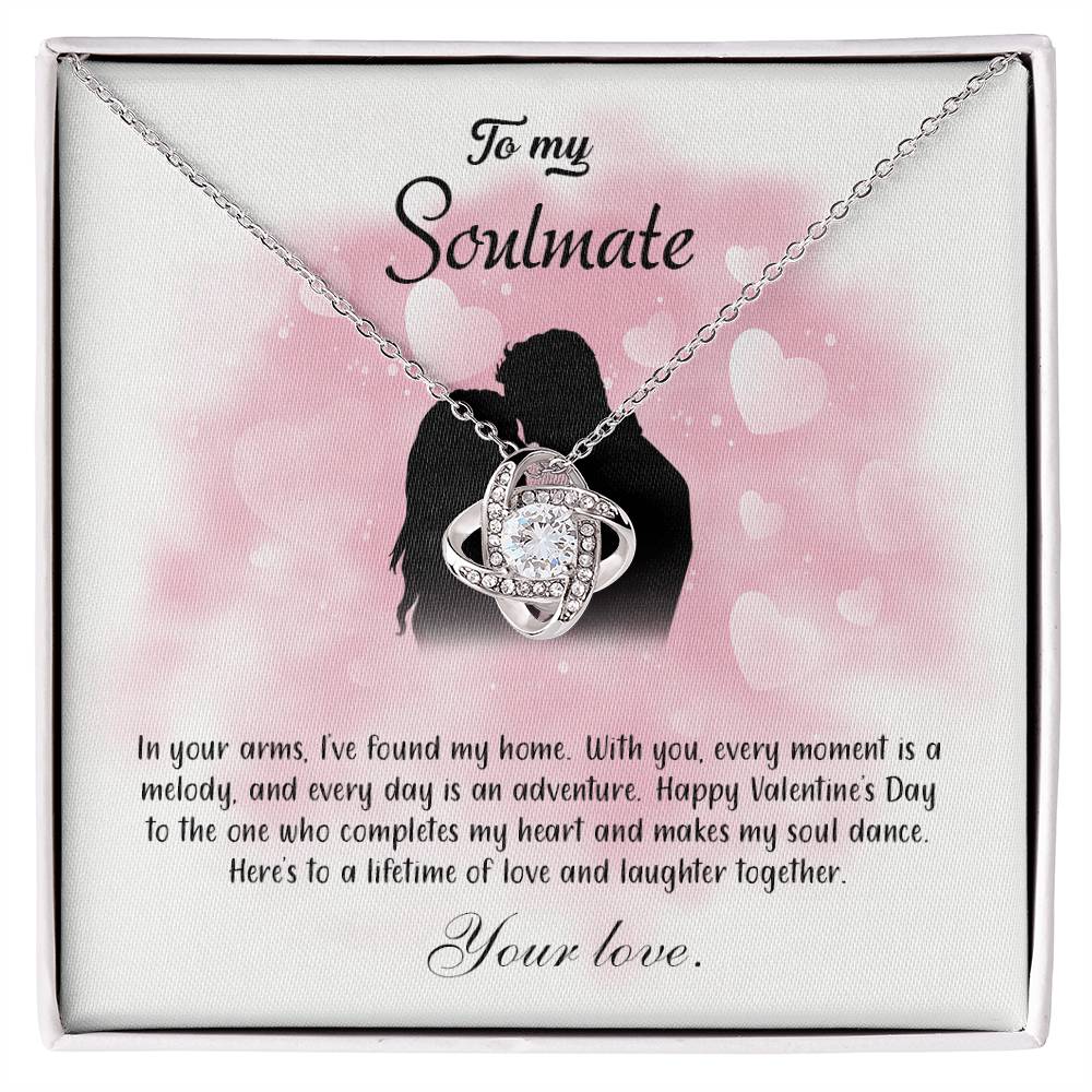 valentine-5b Love Knot Necklace, Gift to My Soulmate with Message card