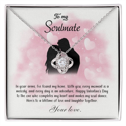 valentine-5b Love Knot Necklace, Gift to My Soulmate with Message card