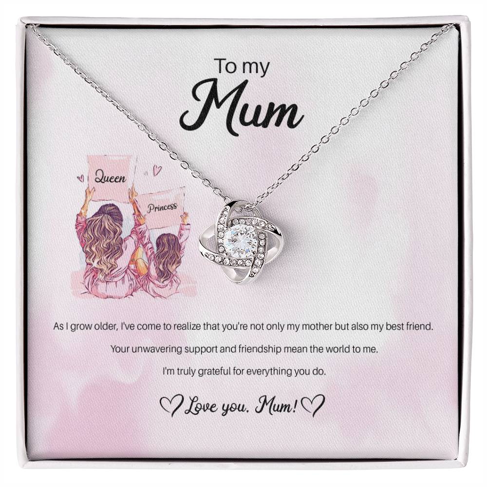 94941c Love Knot Necklace, Gift to my Mom with Beautiful Message Card