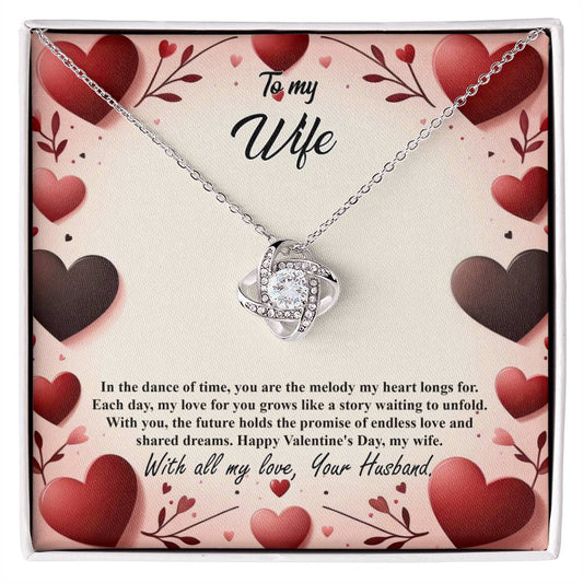 Valentine-st7a Love Knot Necklace, Gift to my Wife with Beautiful Message Card