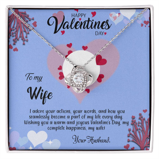 valentine-30a Love Knot Necklace, Gift to my Wife with Beautiful Message Card