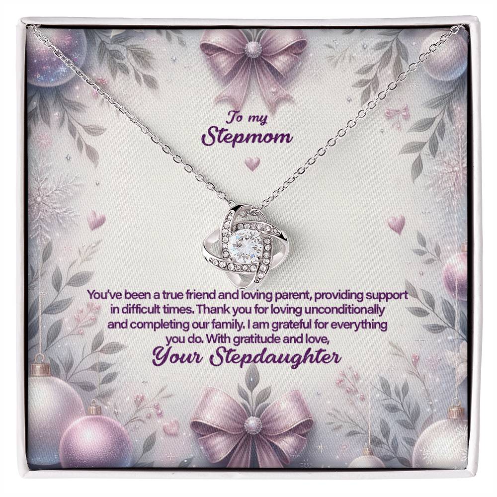 4053b Love Knot Necklace, Gift to my Stepmom with Beautiful Message Card