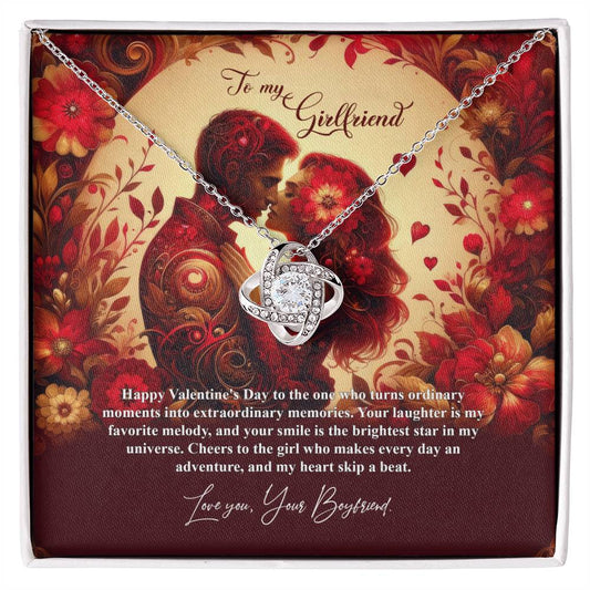 Valentine-st31c Love Knot Necklace, Gift to my Girlfriend with Beautiful Message Card