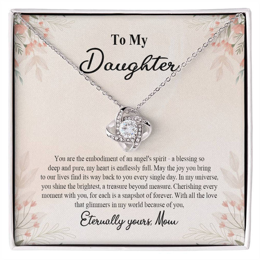 4025b Love Knot Necklace, Gift to my Daughter with Beautiful Message Card