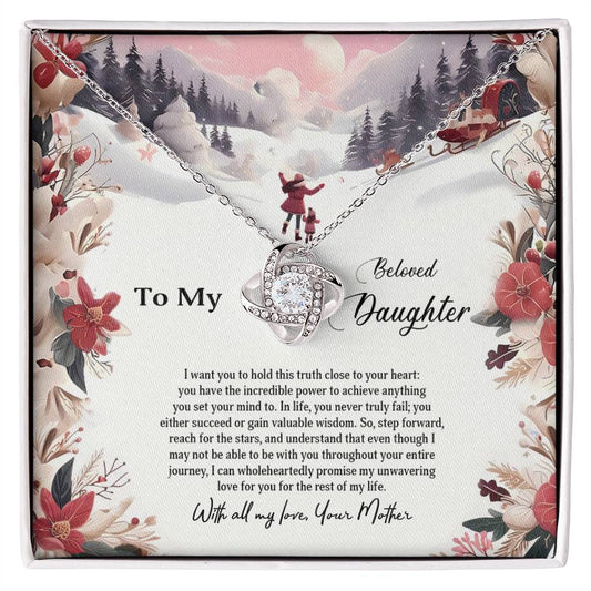 4023c Love Knot Necklace, Gift to my Daughter with Beautiful Message Card