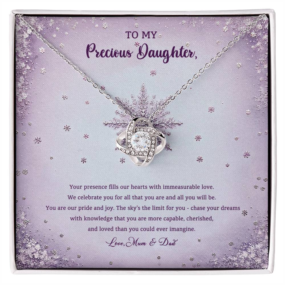 95314-c Love Knot Necklace, Gift to my Daughter with Beautiful Message Card