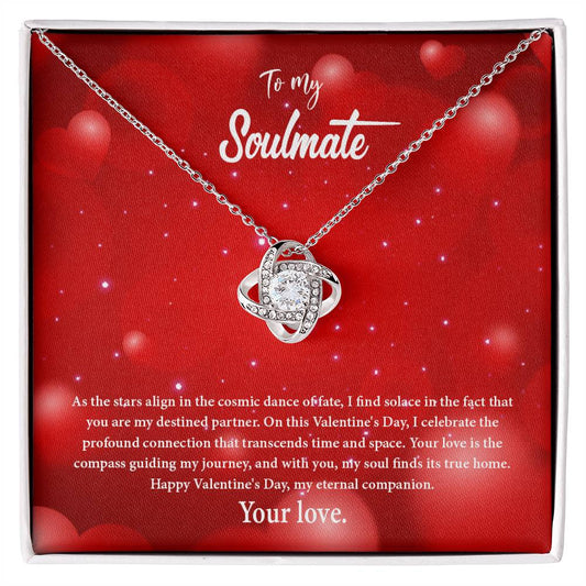 valentine-34b Love Knot Necklace, Gift to My Soulmate with Message card