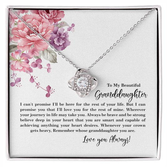 4027c Love Knot Necklace, Gift to My Granddaughter with nice Message Card