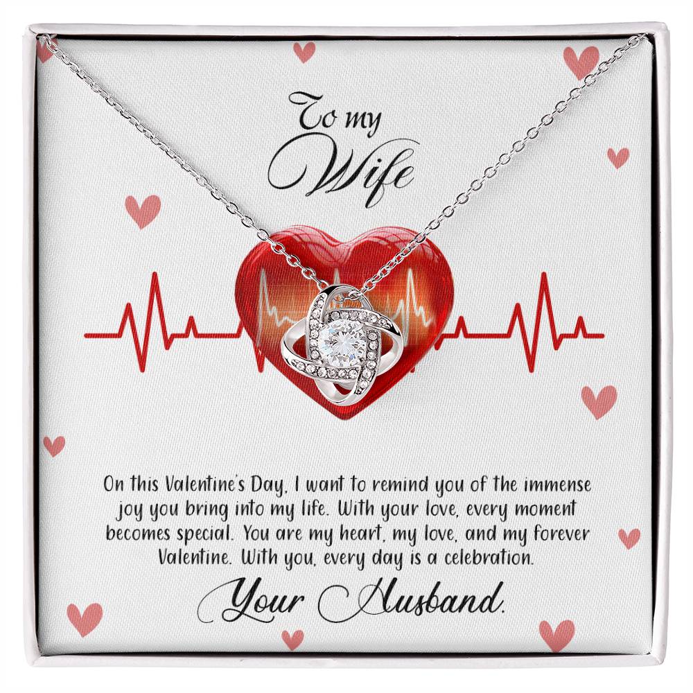 valentine-33a Love Knot Necklace, Gift to my Wife with Beautiful Message Card