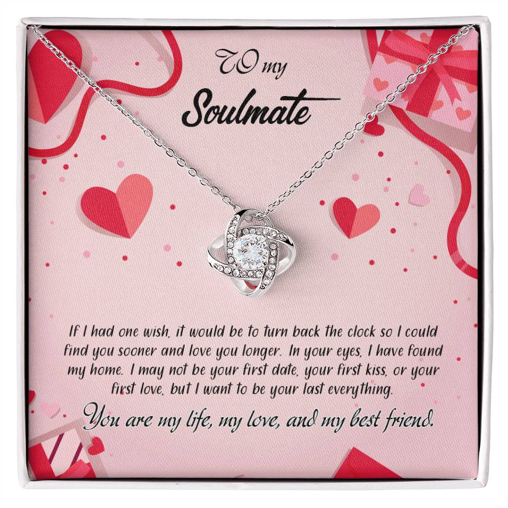 valentine-15b Love Knot Necklace, Gift to My Soulmate with Message card