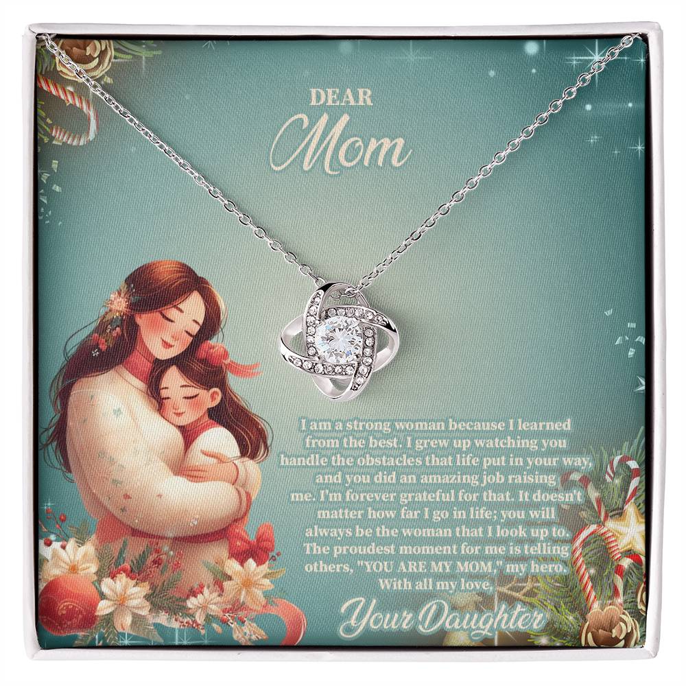 4024b Love Knot Necklace, Gift to my Mom with Beautiful Message Card