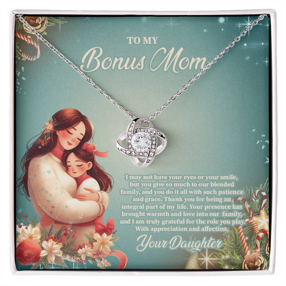 4024c Love Knot Necklace, Gift to my Stepmom with Beautiful Message Card