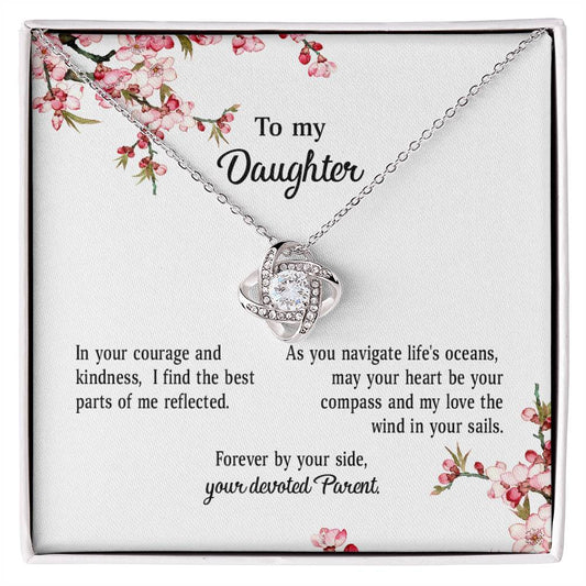 4039a Love Knot Necklace, Gift to my Daughter with Beautiful Message Card