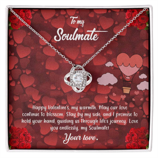 valentine-27b Love Knot Necklace, Gift to My Soulmate with Message card