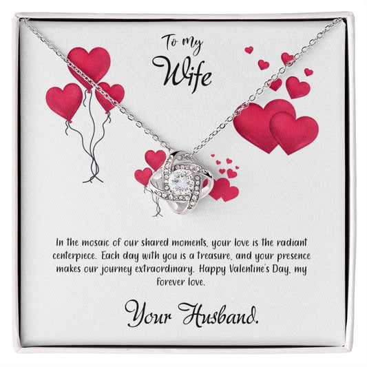 valentine-11a Love Knot Necklace, Gift to my Wife with Beautiful Message Card