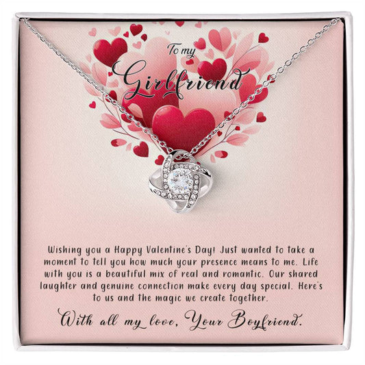 Valentine-st8c Love Knot Necklace, Gift to my Girlfriend with Beautiful Message Card
