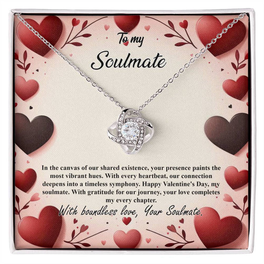 Valentine-st7b Love Knot Necklace, Gift to My Soulmate with Message card