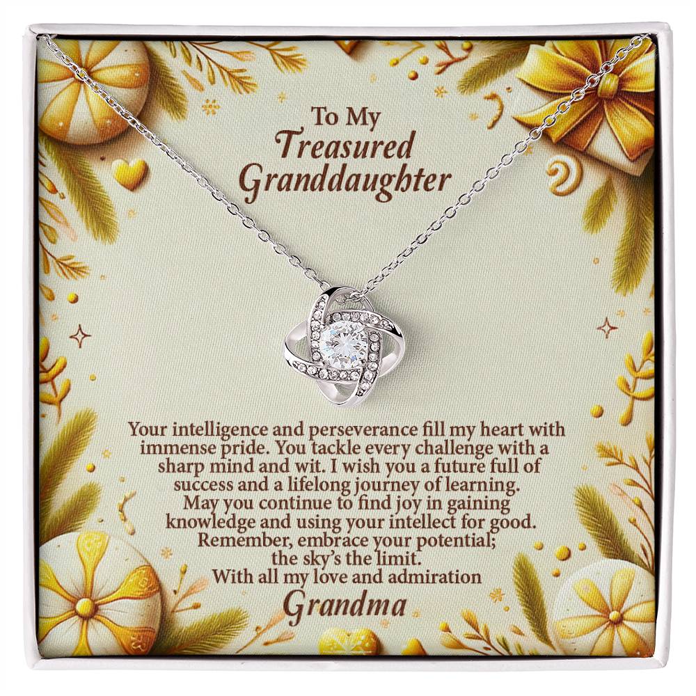 4056b Love Knot Necklace, Gift to My Granddaughter with nice Message Card