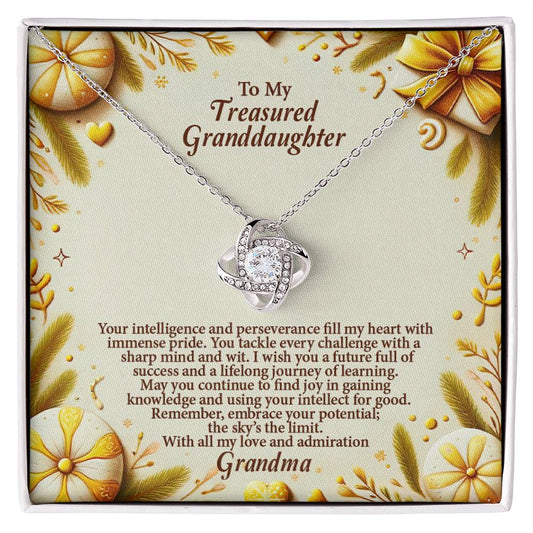 4056b Love Knot Necklace, Gift to My Granddaughter with nice Message Card