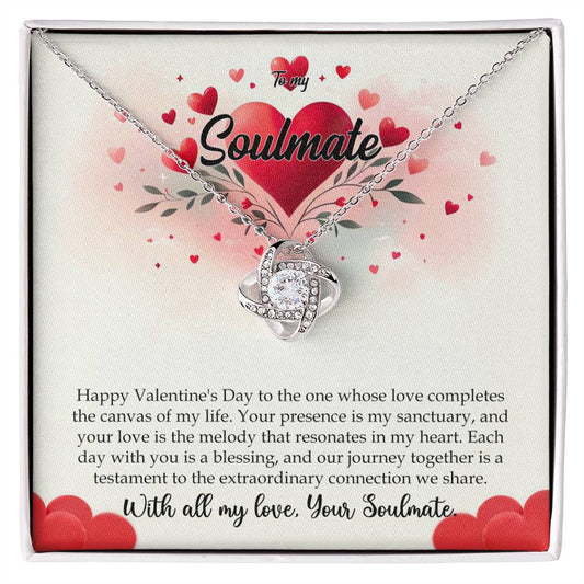 Valentine-st11b Love Knot Necklace, Gift to My Soulmate with Message card