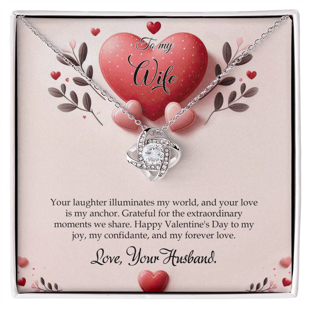 Valentine-st13a Love Knot Necklace, Gift to my Wife with Beautiful Message Card