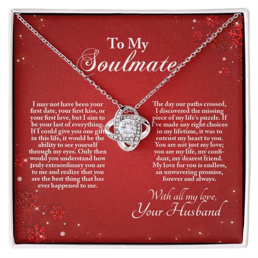 4005b Love Knot Necklace, Gift to My Soulmate with Message card