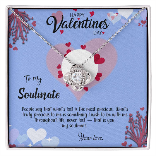 valentine-30b Love Knot Necklace, Gift to My Soulmate with Message card