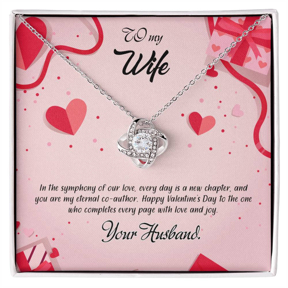 valentine-15a Love Knot Necklace, Gift to my Wife with Beautiful Message Card