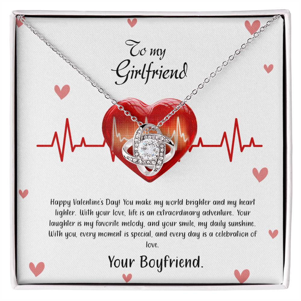 valentine-33c Love Knot Necklace, Gift to my Girlfriend with Beautiful Message Card