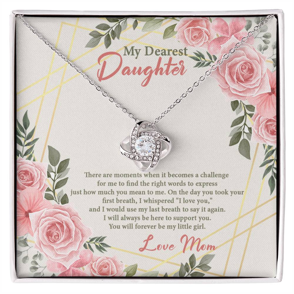 4021b Love Knot Necklace, Gift to my Daughter with Beautiful Message Card