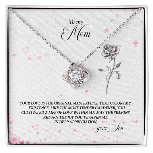 4037c Love Knot Necklace, Gift to my Mom with Beautiful Message Card