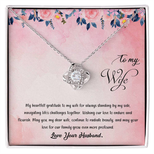 valentine-38a Love Knot Necklace, Gift to my Wife with Beautiful Message Card