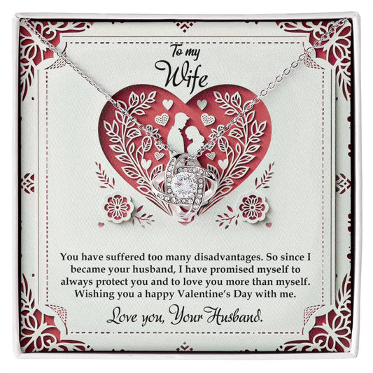 Valentine-st16a Love Knot Necklace, Gift to my Wife with Beautiful Message Card