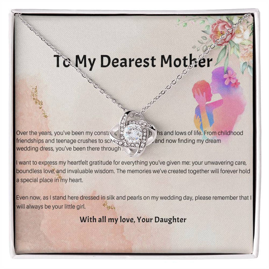 94689a Love Knot Necklace, Gift to my Mom with Beautiful Message Card
