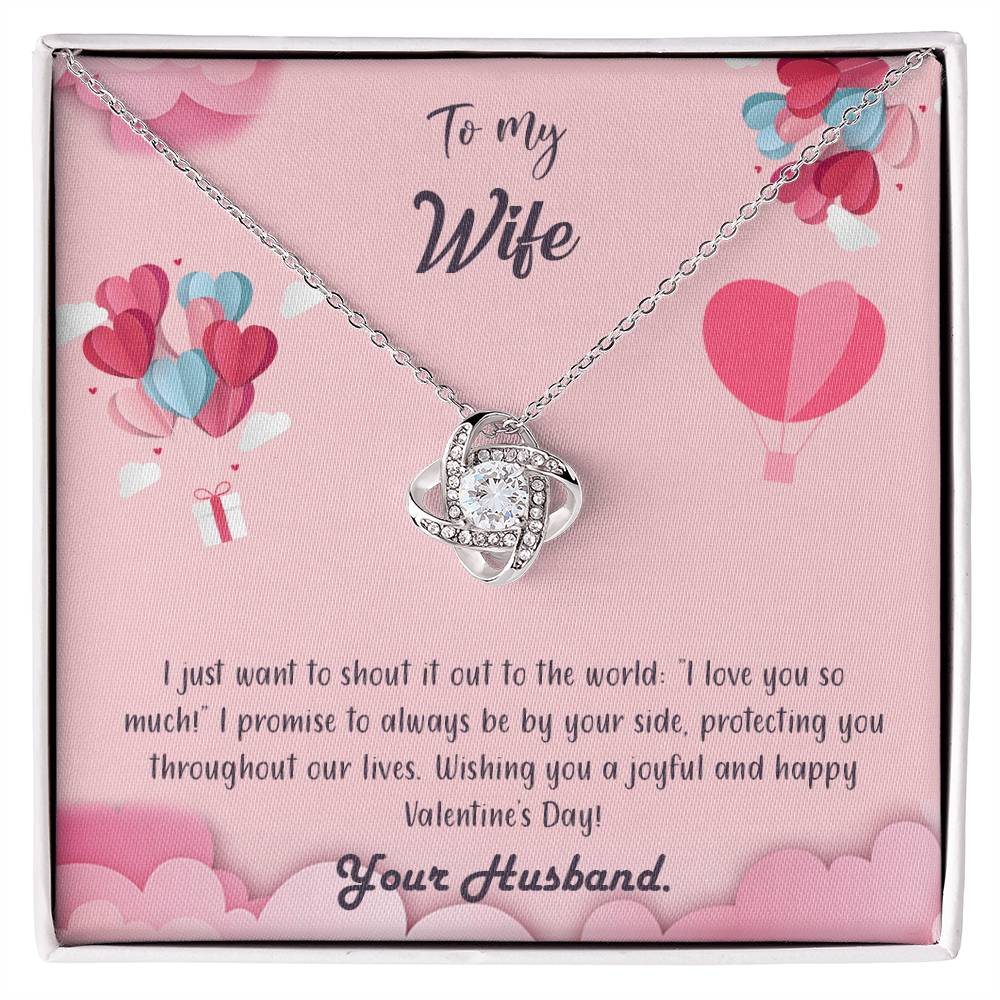 valentine-28a Love Knot Necklace, Gift to my Wife with Beautiful Message Card