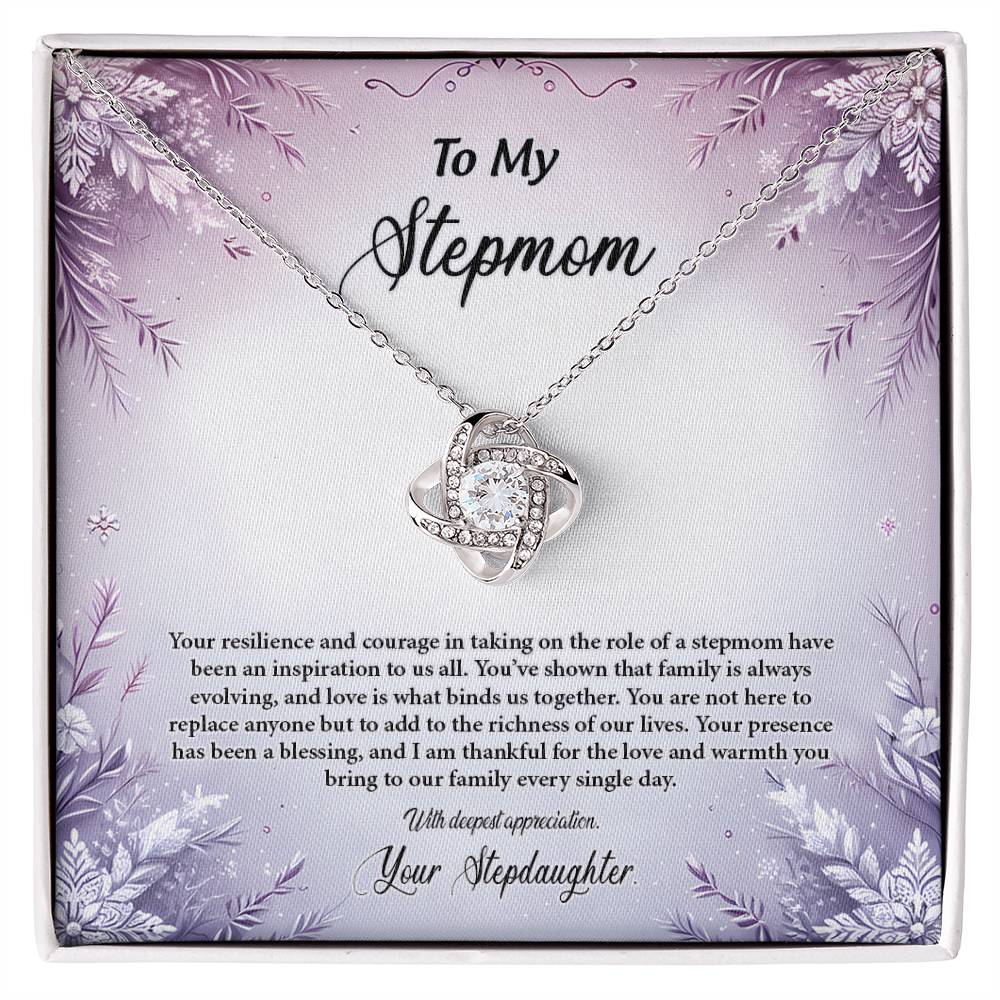 4054b Love Knot Necklace, Gift to my Stepmom with Beautiful Message Card