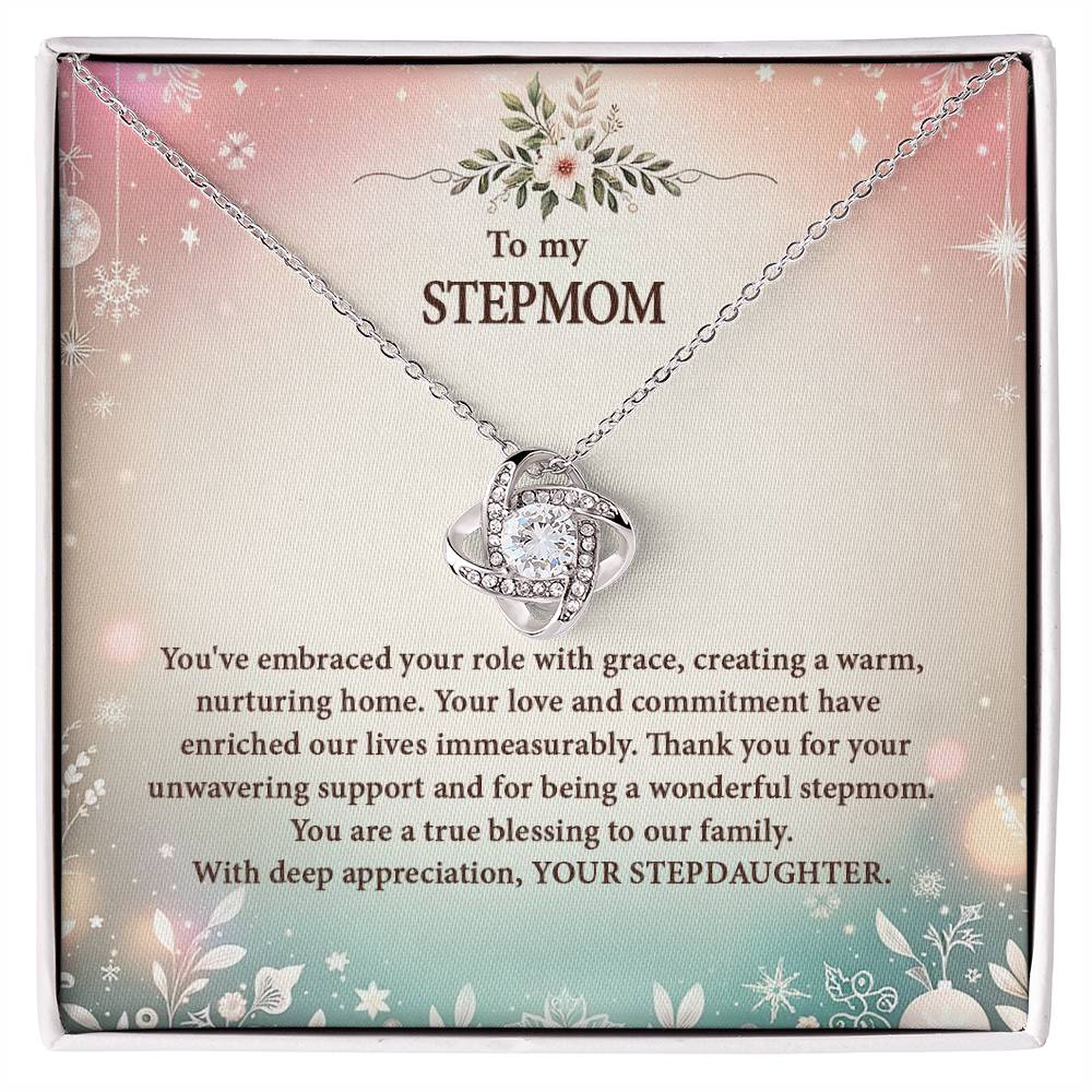 4057k Love Knot Necklace, Gift to my Stepmom with Beautiful Message Card