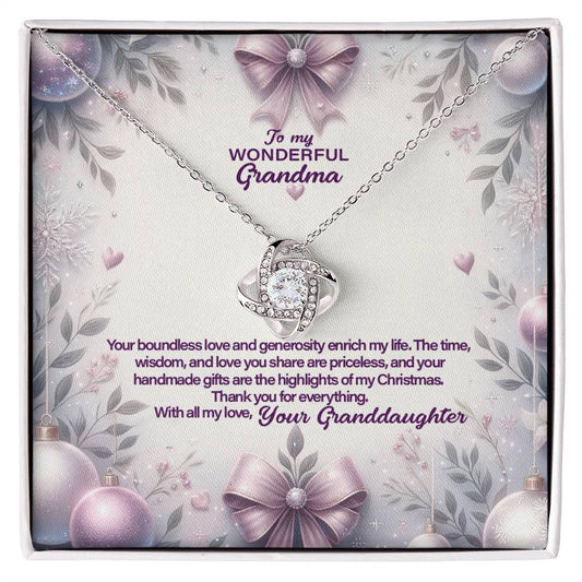 4053d Love Knot Necklace, Gift to my Grandma with Beautiful Message Card