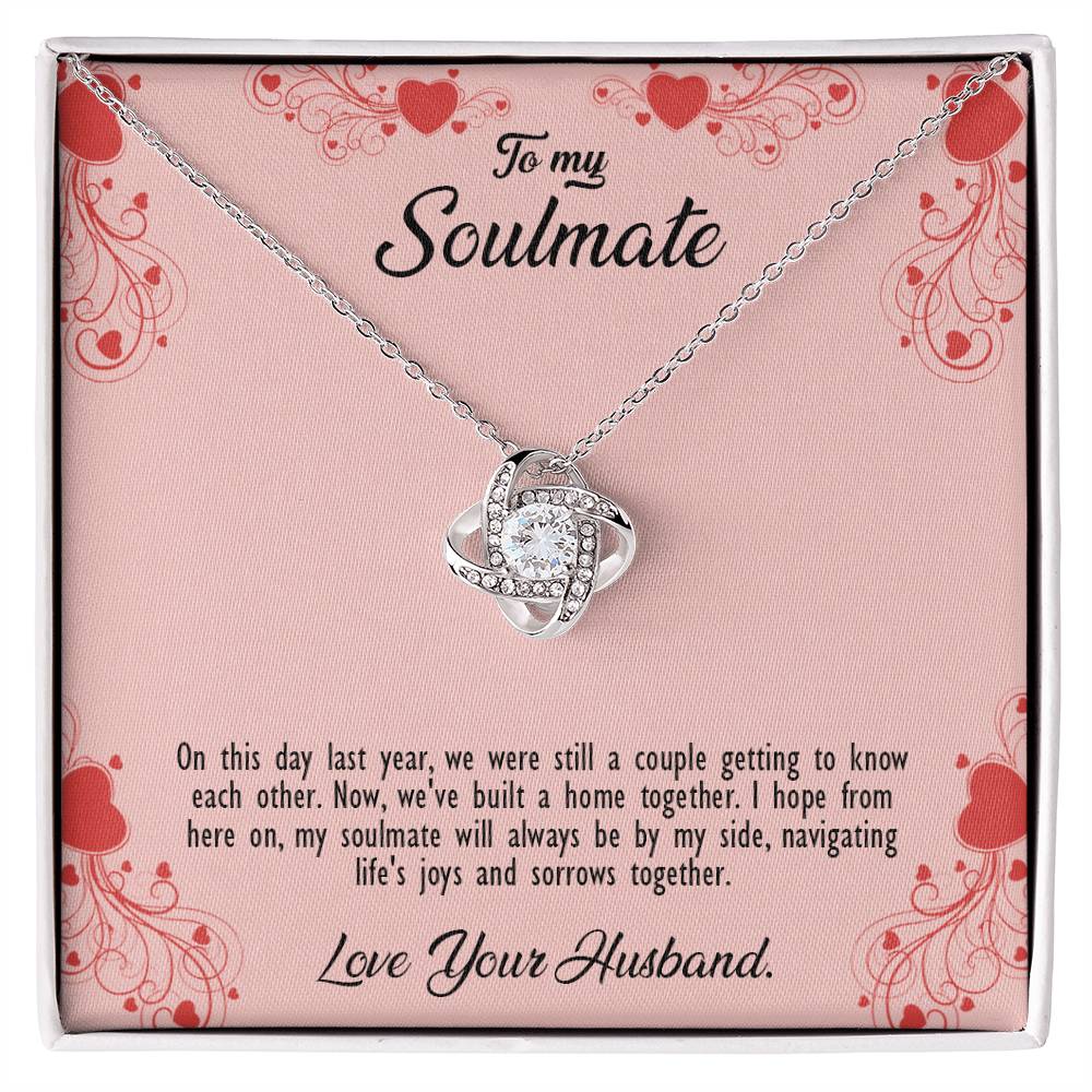 valentine-29b Love Knot Necklace, Gift to My Soulmate with Message card