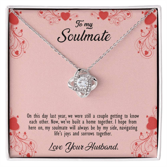 valentine-29b Love Knot Necklace, Gift to My Soulmate with Message card