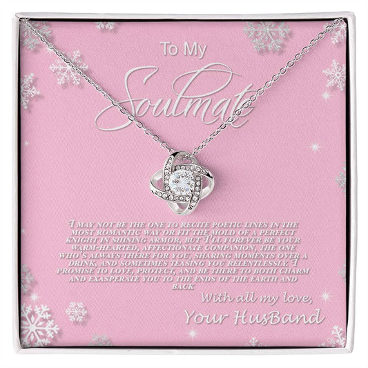 4006b Love Knot Necklace, Gift to My Soulmate with Message card