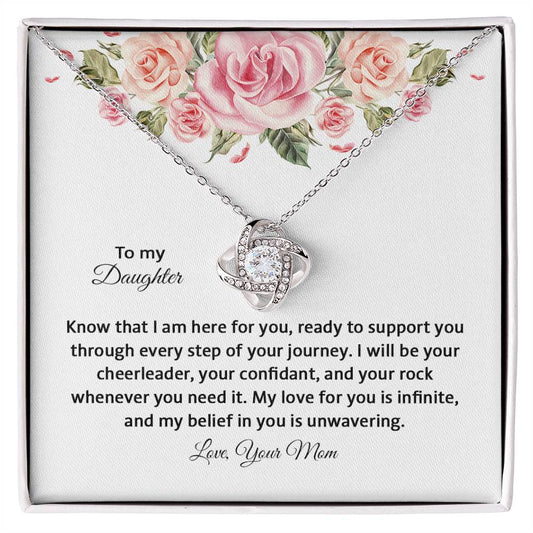 4031e Love Knot Necklace, Gift to my Daughter with Beautiful Message Card