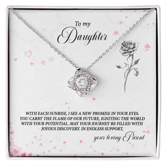 4037a Love Knot Necklace, Gift to my Daughter with Beautiful Message Card