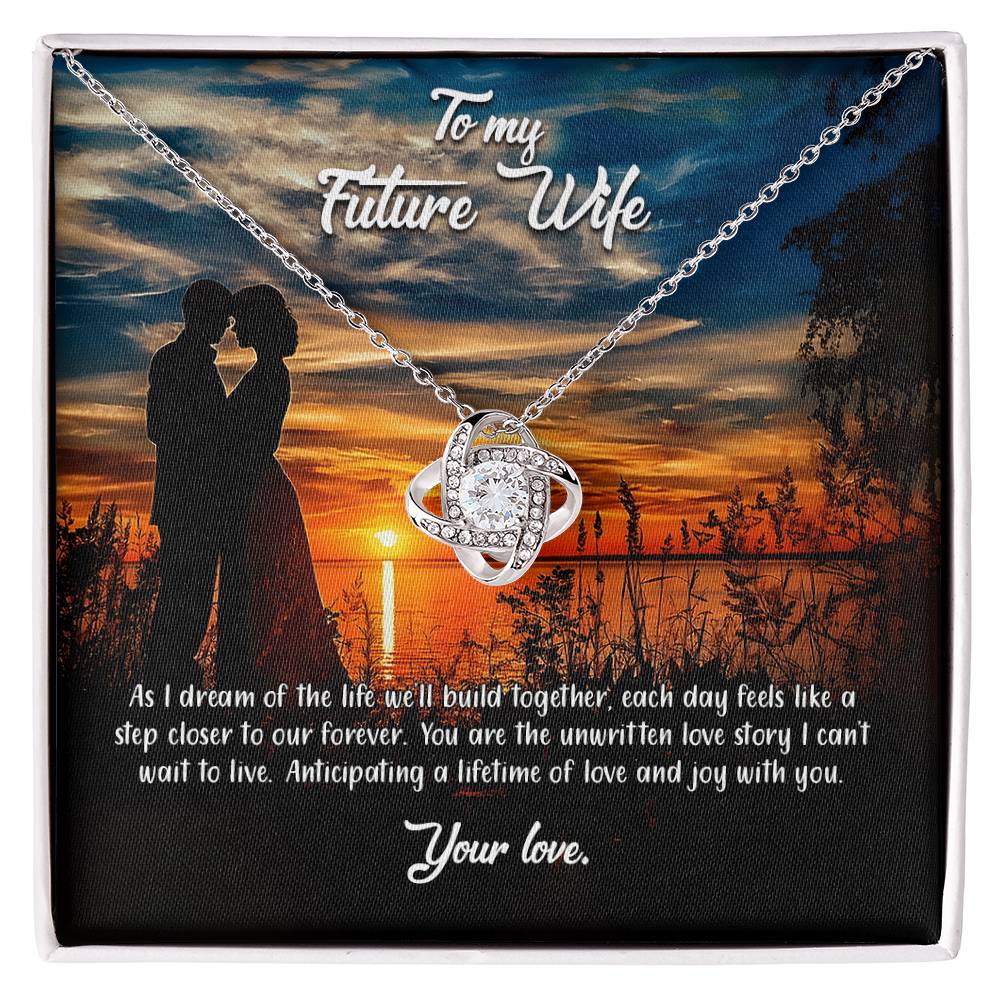 valentine-3d Love Knot Necklace, Gift to my Future Wife with Beautiful Message Card