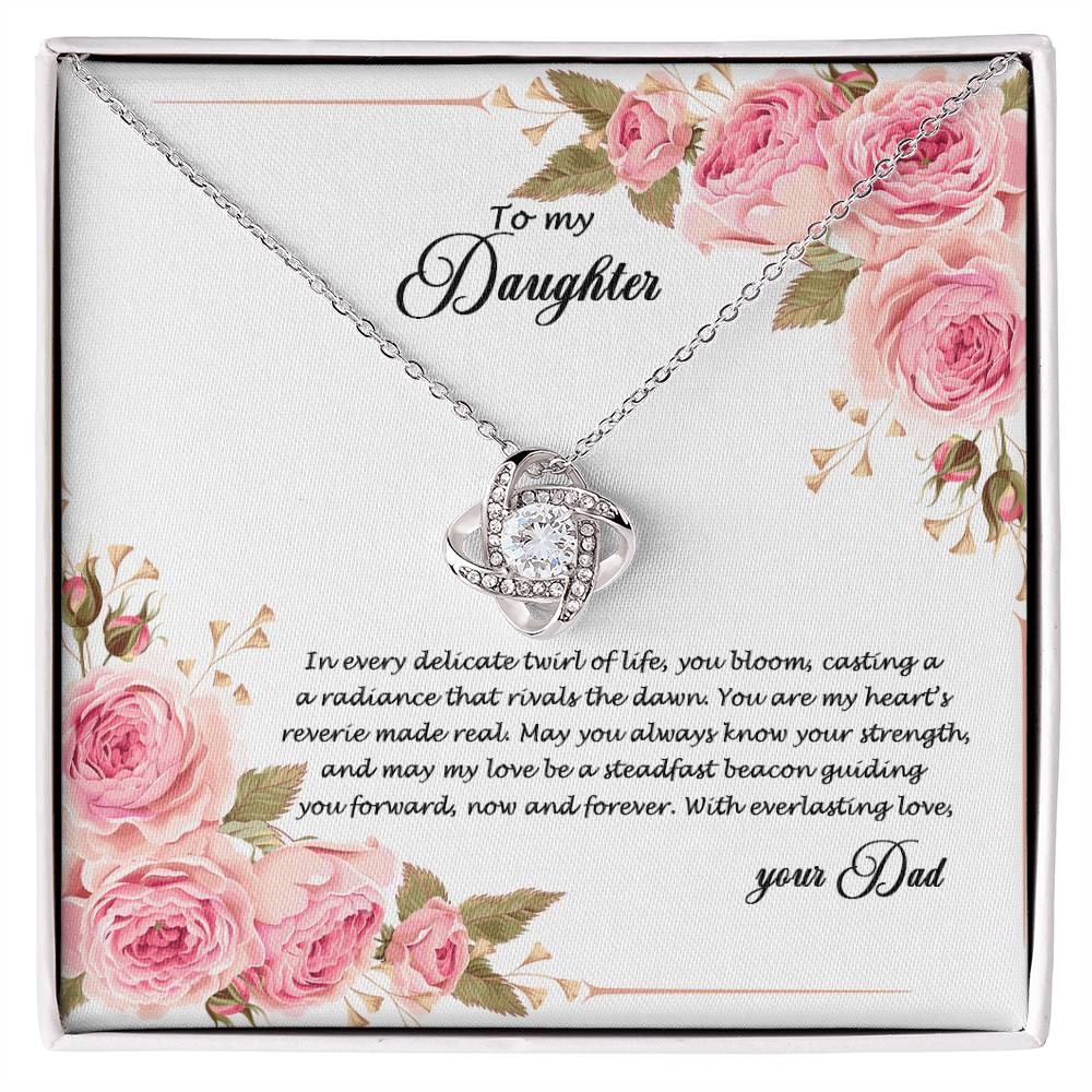 4034 (b) Love Knot Necklace, Gift to my Daughter with Beautiful Message Card