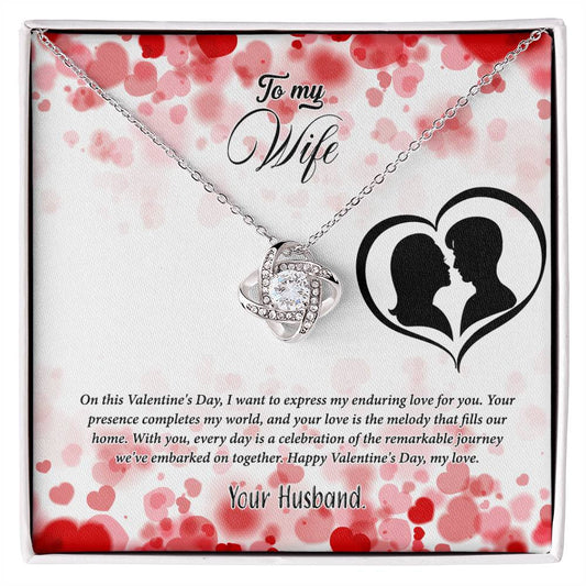 valentine-36a Love Knot Necklace, Gift to my Wife with Beautiful Message Card