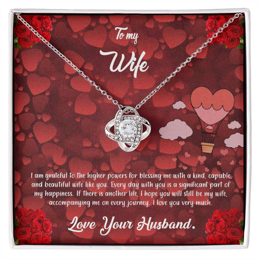 valentine-27a Love Knot Necklace, Gift to my Wife with Beautiful Message Card