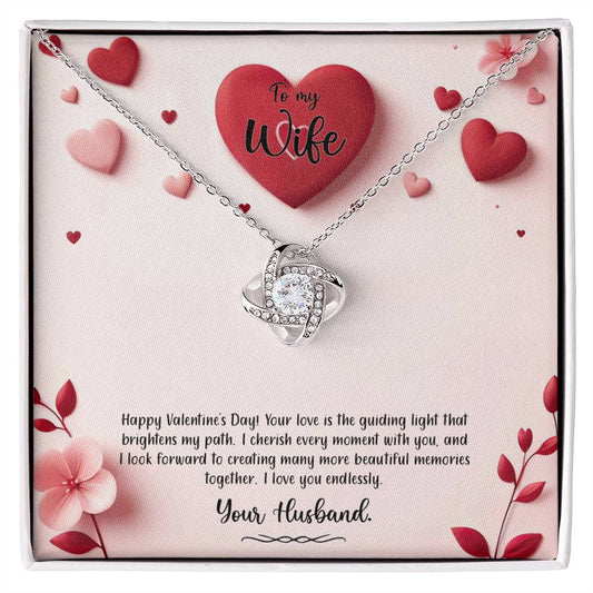 Valentine-st6a Love Knot Necklace, Gift to my Wife with Beautiful Message Card