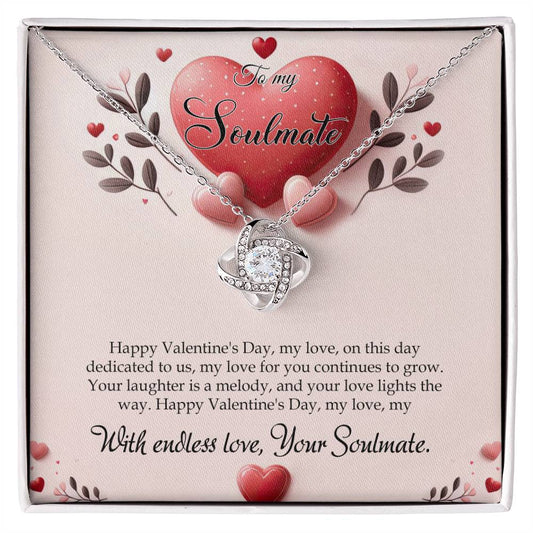 Valentine-st13b Love Knot Necklace, Gift to My Soulmate with Message card