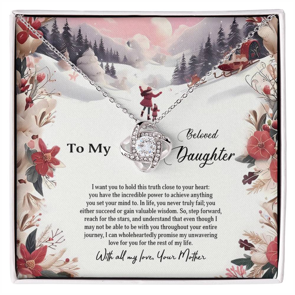 4023c Love Knot Necklace, Gift to my Daughter with Beautiful Message Card